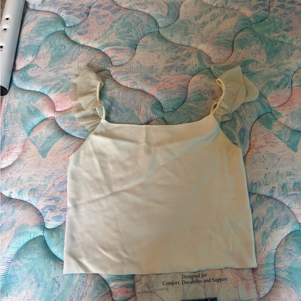 White Flutter Sleeve Top